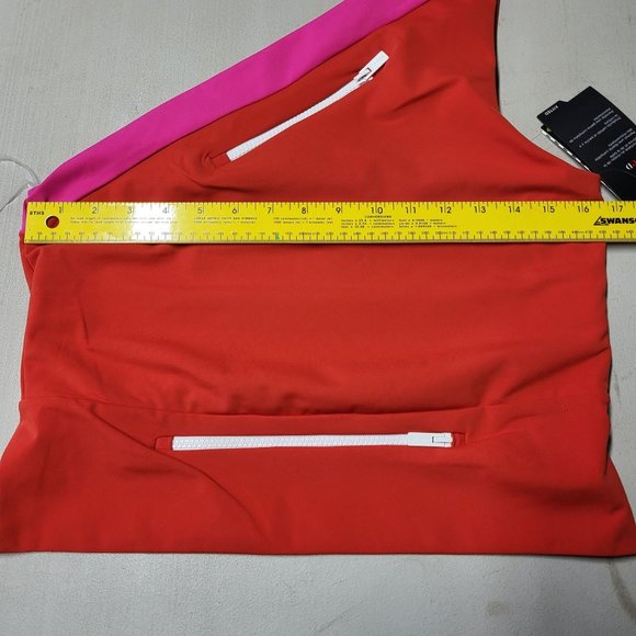 NWT New Balance STAUD Performance CROP TOP Large Red Pink Color Block Fitness - Picture 12 of 15